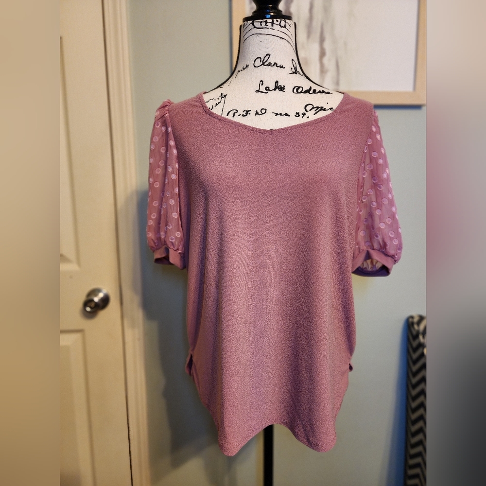 89th and Madison Dusty Rose Blouse with Sleeve Detail